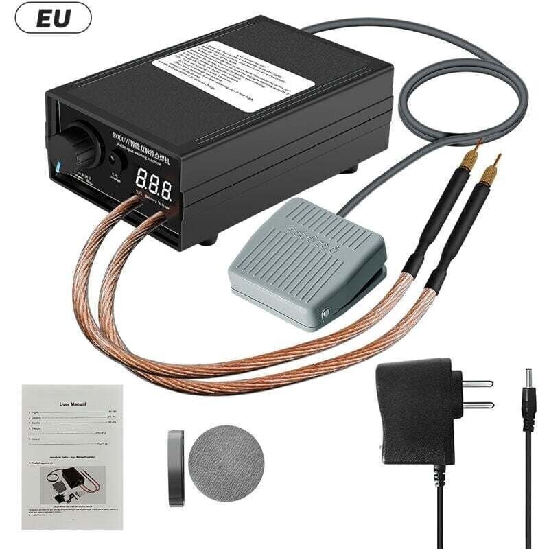 Tragbares Punktschweißgerät 8000w, Einstellbar 0-1200a, Lithium-batterie 9600mah, Doppelter Schweißstift Für 18650-batterien