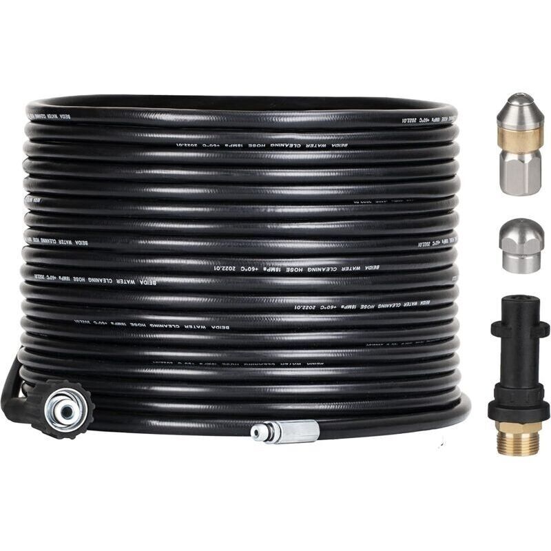 Rohrreinigungssatz 15 M Für Hochdruckreiniger – Drehdüse Und M22-adapter – Druck 180 Bar – Kompatibel Mit Kärcher K2/k7