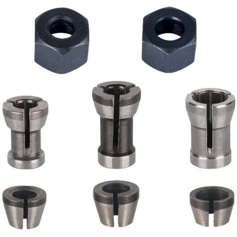 Fräsdorn - 8er Set. Spannzange Für Oberfräse (6 Mm, 6,35 Mm, 8 Mm). Spannzange Für Fräse. Spannzangenadapter