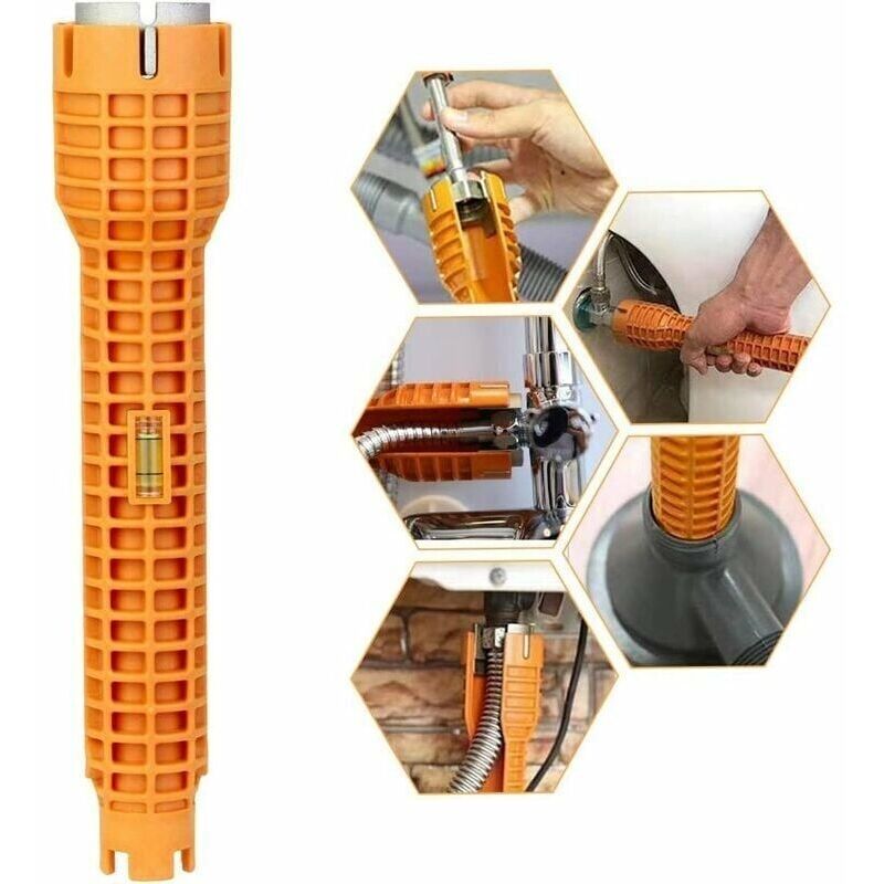 Aluminiumlegierung Wasserhahnschlüssel, Einstellschlüssel Für Wasserhahn, Waschbecken-schlüssel, Multifunktionaler Mischerschlüssel, Rutschfest Und Einfach Zu Bedienen Für Küche, Bad Und Spüle - Orang