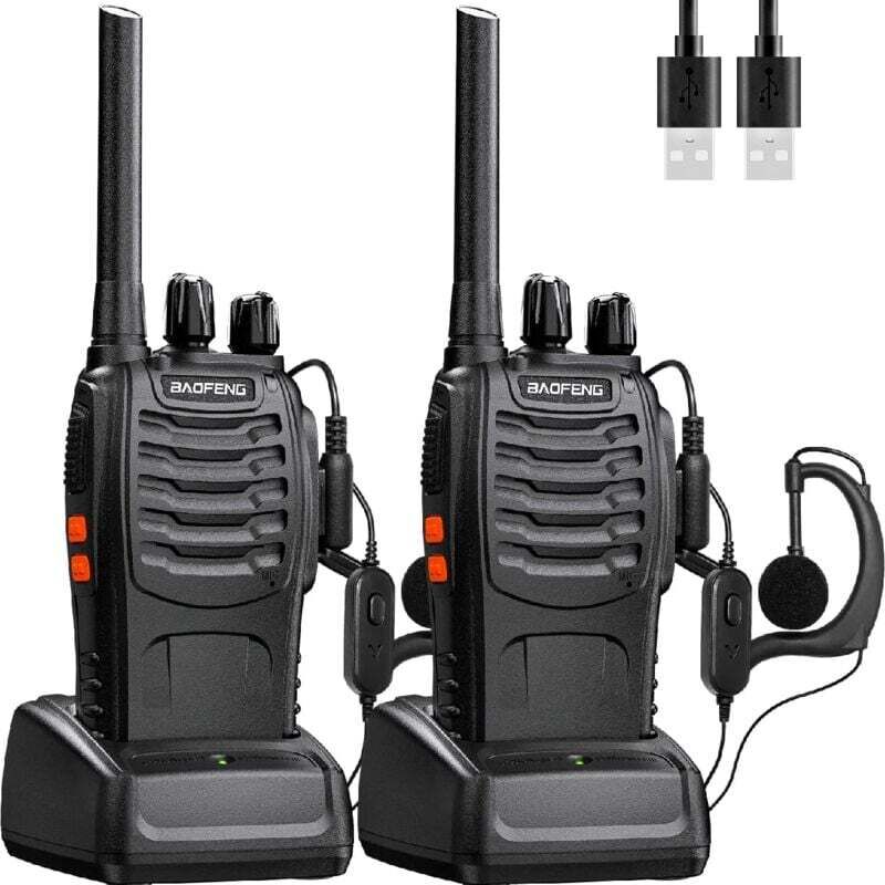 Professionelles Walkie-talkie Mit 16 Kanälen – Lange Reichweite Von 10 Km – Wiederaufladbar Mit 1500-mah-akku – Inklusive Ohrhörer – Usb-ladegerät