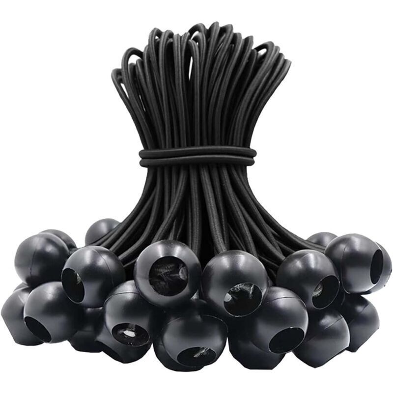 30-teiliges Elastisches Spanngummi. Gummispanner Mit Kugel Für Zelte, Planen, Banner, Flaggen, Camping Und Pavillons (schwarz)