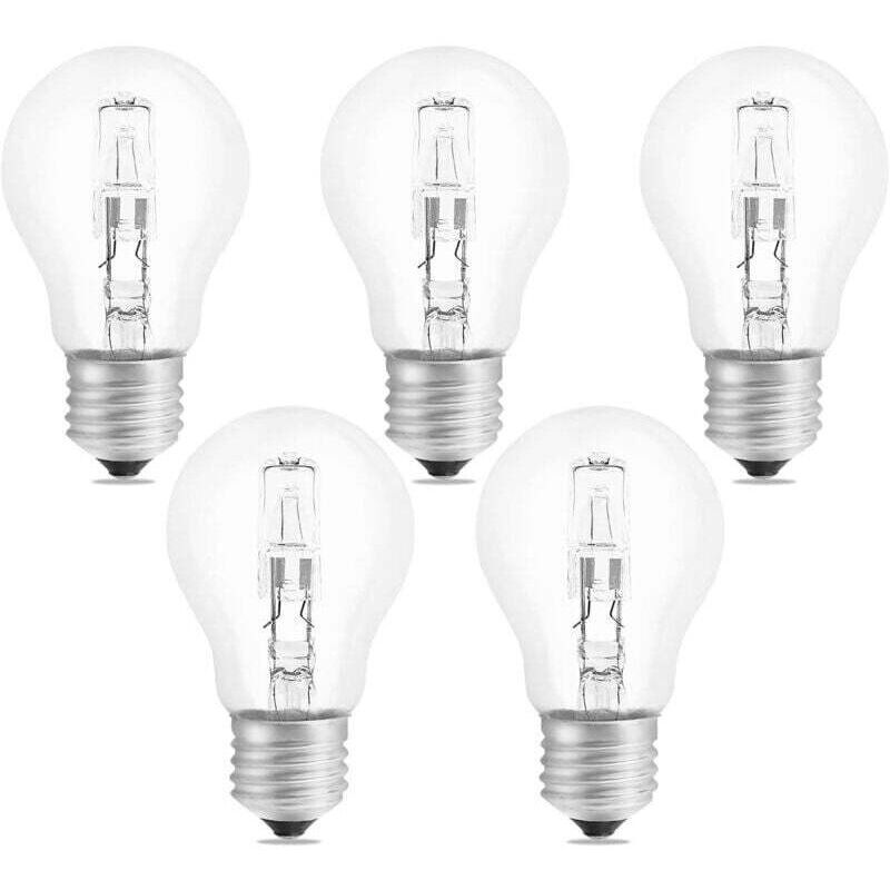 Halogenglühlampe E27 A55 42w Dimmbar. Ac220-240v. 650lm Warmweiß 2700k. Transparente Globus-halogenlampe E27 Für Deckenleuchten. Schreibtischlampe. Wandleuchte. Stehlampe. 5er-pack