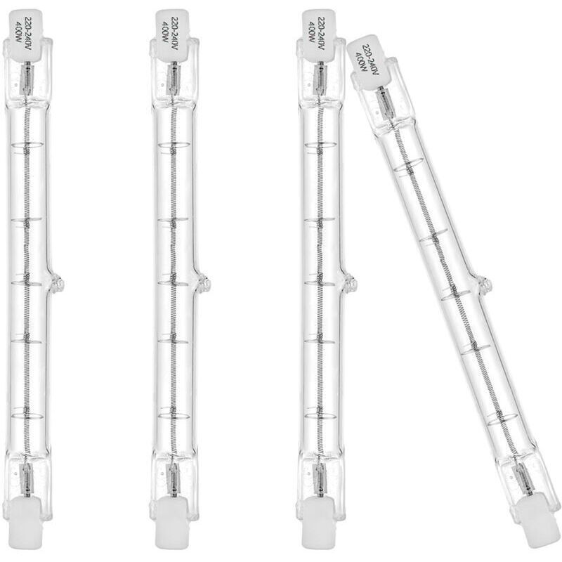 Eco-halogen-r7s-glühlampen, 118 Mm, 400 W, 230 V, 3100 Lm, Warmweiß 2700 K, J-typ-glühbirne Für Arbeits-, Sicherheits- Und Landschaftsbeleuchtung Sowie Straßenlaternen (4er-pack) [energieeffizienzklas