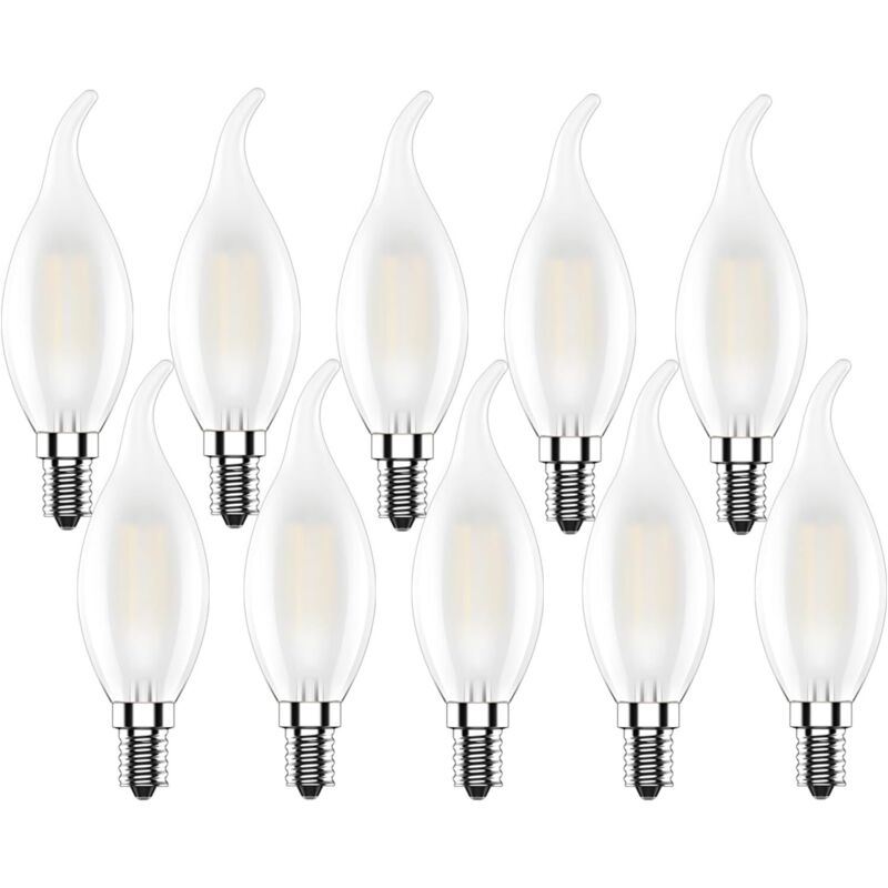 E14 Led-kerzenlampe, 4w 220v Flamme-led-lampe, Warmweißes Led-filament 2700k, Edison-kerzenform 400lm, Nicht Dimmbar, Matt Für Kronleuchter, 10 Stück [energieeffizienzklasse E]