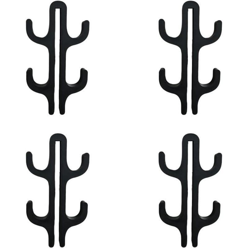 Set Aus 4 Schwarzen, Rahmenlosen Haken Für Glastüren Von Duschkabinen, Werkzeugfreie Installation, Für Bad Und Küche