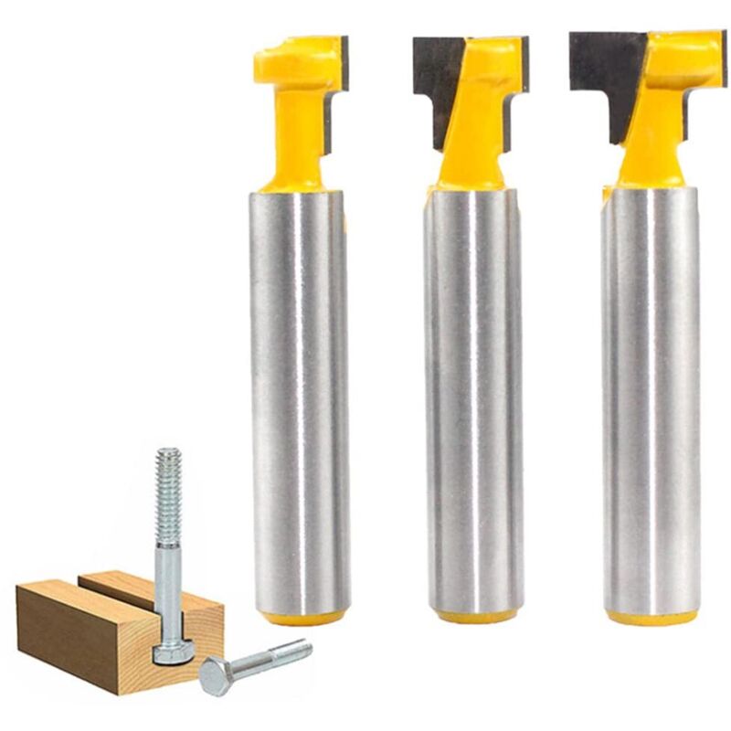 T-nut-fräser, 3-teiliges Set, 8 Mm T-nut-fräserschaft Mit Schneide, Holzfräser-set Für T-nuten, Geeignet Für Elektrowerkzeuge Und Holzbearbeitungswerkzeuge