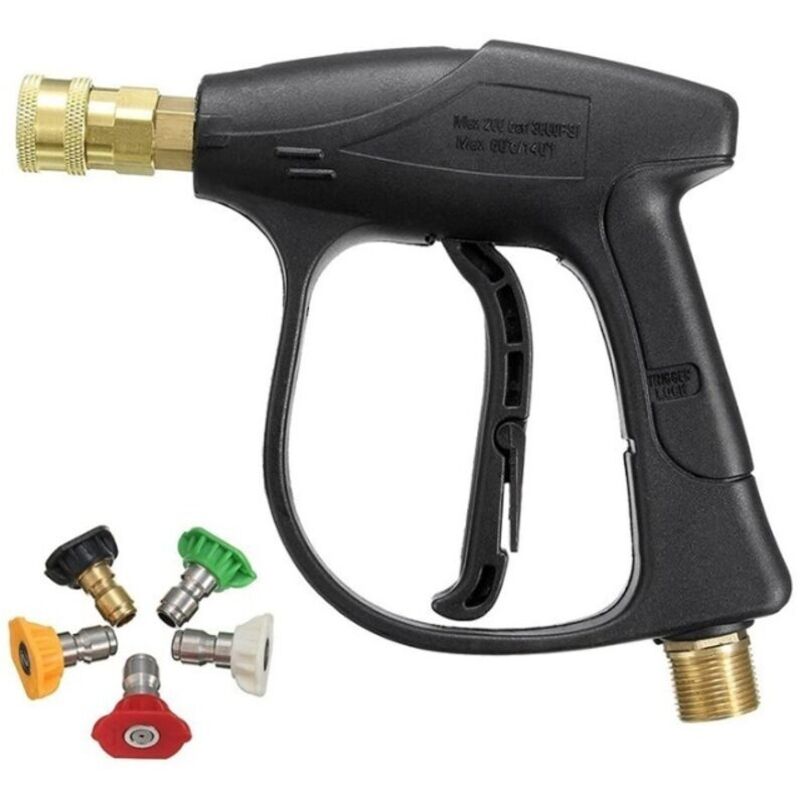 1/4 Direktanschluss Kurzpistole + 5-farbige Düse Hochdruckreiniger-wasserpistole Aus Reinem Kupferkern Autowasch-wasserpistole