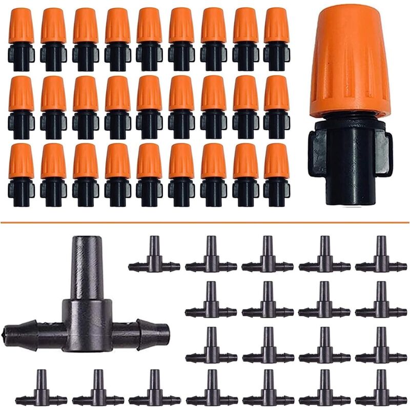 50 Stück Einstellbare Tropfer, 1/4'' Micro-flow-tropfbewässerungssystem, Tröpfchenbewässerungsköpfe Und Nebeldüsen Für Garten-, Gemüse- Oder Blumenbeete