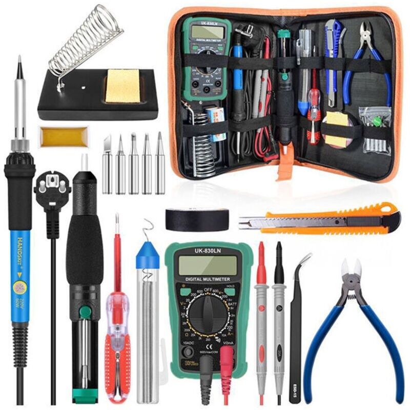 Set Mit Einstellbarer Lötstation, 220v 60w Lötpistole, Multimeter, Pinzette, Lötwerkzeug-kit (ohne Schalter)