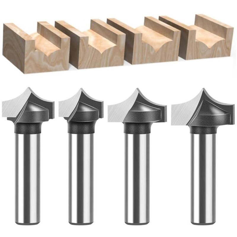 4er-set Nutfräser Mit Radius – Schaftdurchmesser 8 Mm, Abgerundete Fräsköpfe Für Holz, Holzbearbeitungswerkzeug