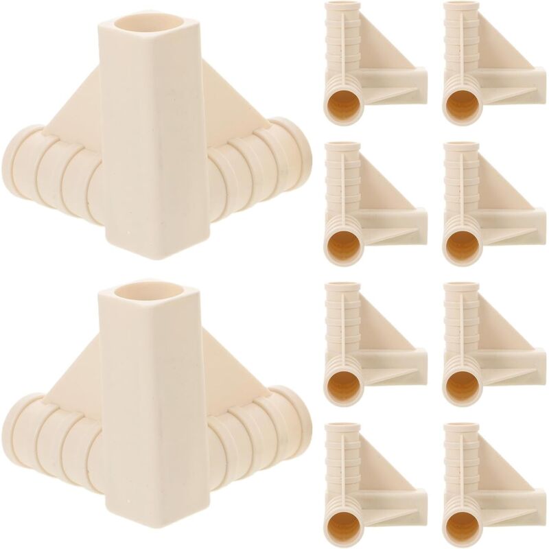 Satz Von 12 Verbindungsstücken Für Zeltstangen, 16 Mm, Beige, Ersatzteile Aus Robustem Kunststoff, Eckverbinder Für Das Gestänge Von Campingzelten Und Pavillons