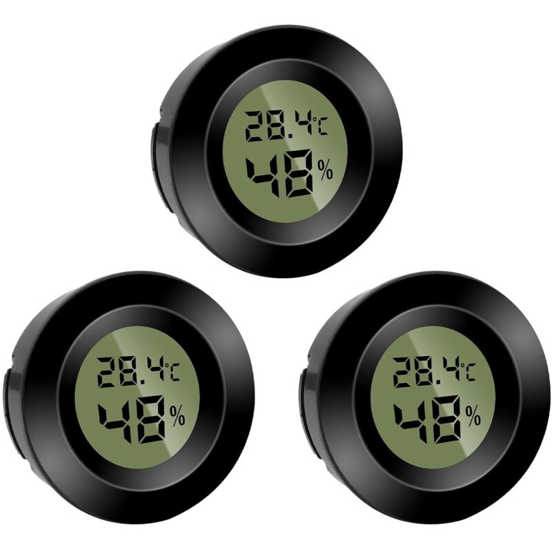 3er-set Digitale Mini-hygrometer Und Thermometer, Rund – Temperatur In Fahrenheit (℉) Oder Celsius (℃) – Für Innenräume, Büro, Wohnzimmer (batterien Enthalten)