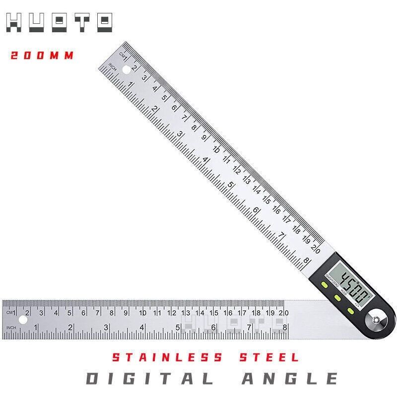 Digitaler Winkelmesser 0-200 Mm, Digitaler Winkelfinder 0-360°, 2-in-1 Digitaler Winkelmesser Aus Edelstahl Mit Lcd-anzeige, Winkelmessgerät Für Holzarbeiten, Bau Und Reparaturen