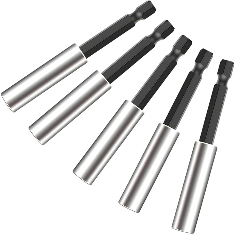 5-teiliges Set Magnetischer Schraubendreher-bits, 1/4-zoll-steckschlüsseleinsatz, 60 Mm Langer Bit-halter Aus Edelstahl, Kompatibel Mit Schlagwerkzeugen