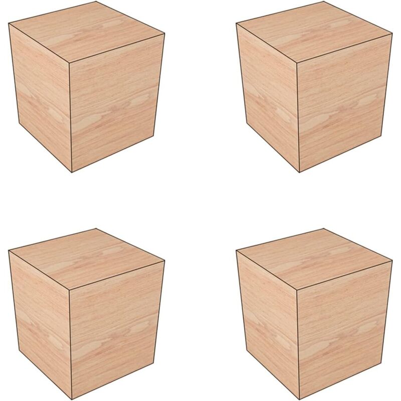 4er-set Möbelbeine Aus Massivholz, Quadratische Erhöhungen Aus Naturholz, Holzverlängerungen Für Tische, Sofas, Sessel Und Schränke (8 X 8 X 5 Cm, 5 Cm Höhe)