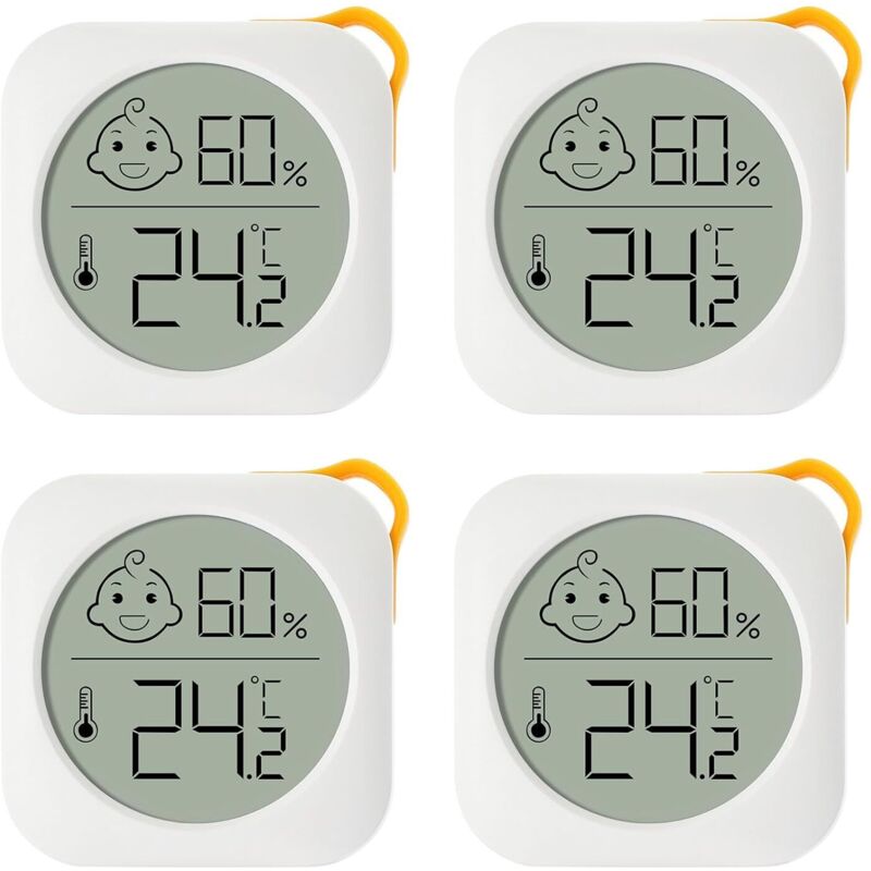 Thermometer Hygrometer Innen, 4 Stück Mini Digital Hygrometer Mit Hoher Genauigkeit, Temperatur- Und Feuchtigkeitsmesser Für Den Komfort Im Büro Oder Zu Hause, Thermometer Für Reptilien