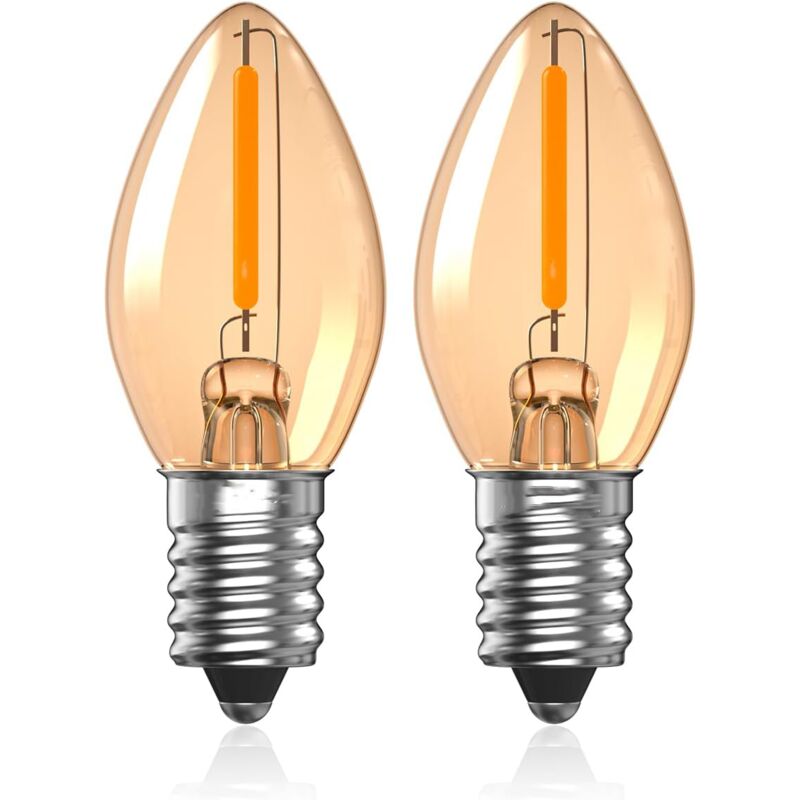 Led-glühlampen E14 0,5w, Nachtlicht C7, Led-salzlampen 2200k Amber Warmweiß, Edison Vintage Kleine Schraube, Mini-kerzenlampe E14-2er Pack