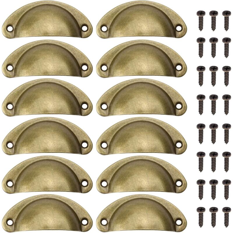 12 Stück Vintage Muschel-griffe, Retro Metall Halbmond Schrankknopf Für Küchenschränke Möbel Tür Schubladen Knöpfe, Antik Messing Muschel Zuggriffe, Gold