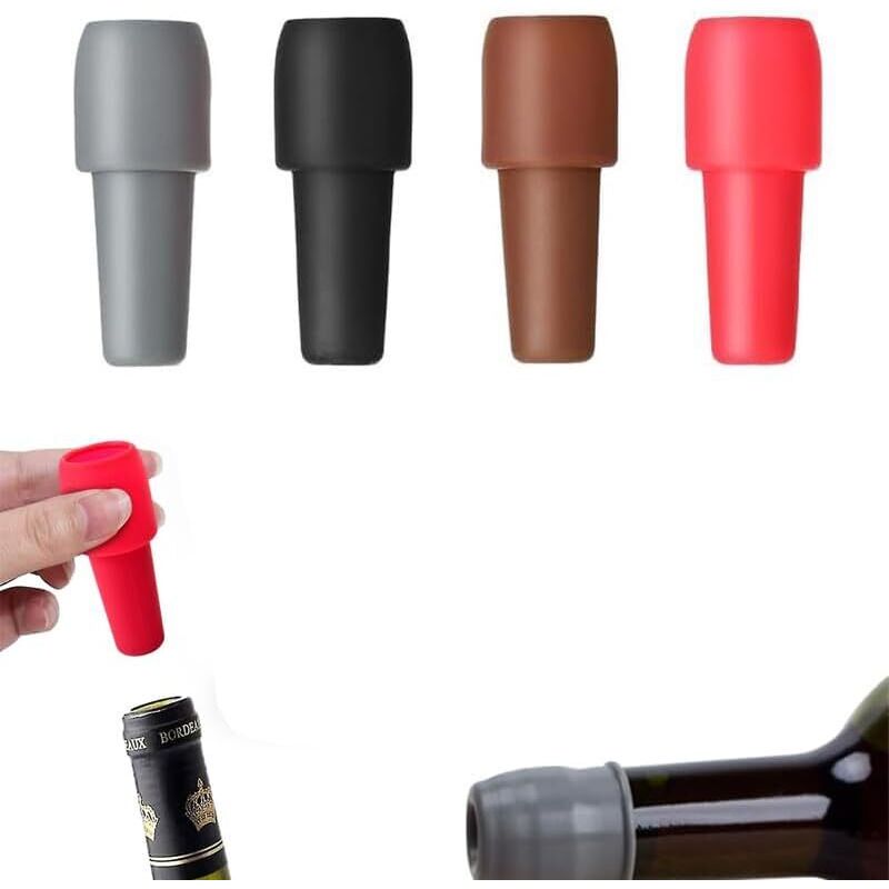 Wiederverwendbarer Sektflaschenverschluss, Weinverschlüsse Für Weinflaschen, Silikon-weinverschluss Für Bier, Champagner Und Prosecco Für Den Heimgebrauch (4 Stück)