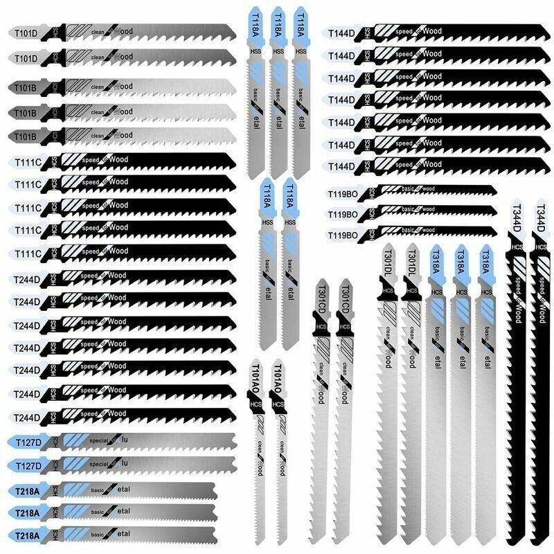 48-teiliges Stichsägeblatt-set Aus Hcs/hss/bim. T118a T218a T318a T127d T144d T244d. Kompatibel Mit Bosch Und Dewalt Für Holz- Und Metallschnitt