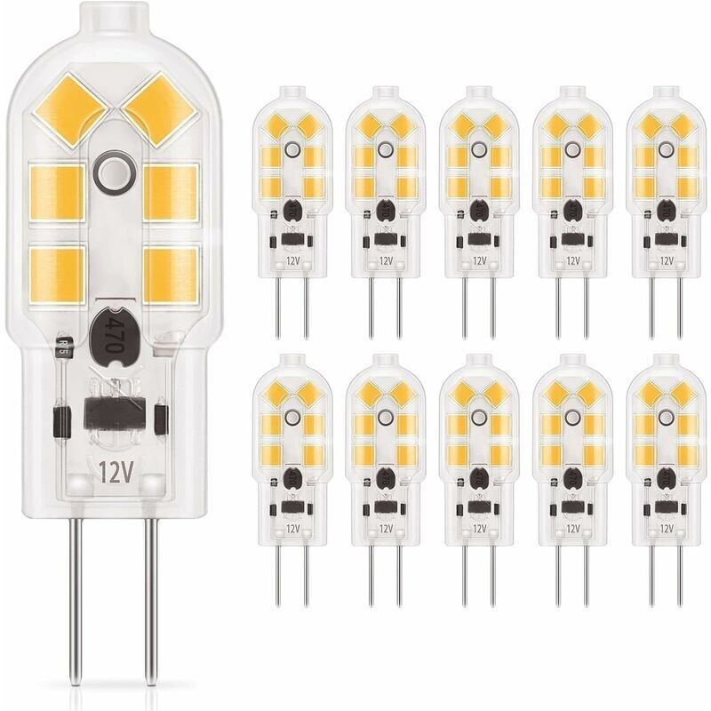 Led-g4-glühbirne 2w, Warmweiß 3000k, Ac/dc 12v, Entspricht 20w Halogen, 180lm, Nicht Dimmbar, Ideal Für Dunstabzugshauben Und Kronleuchter, 10 Stück