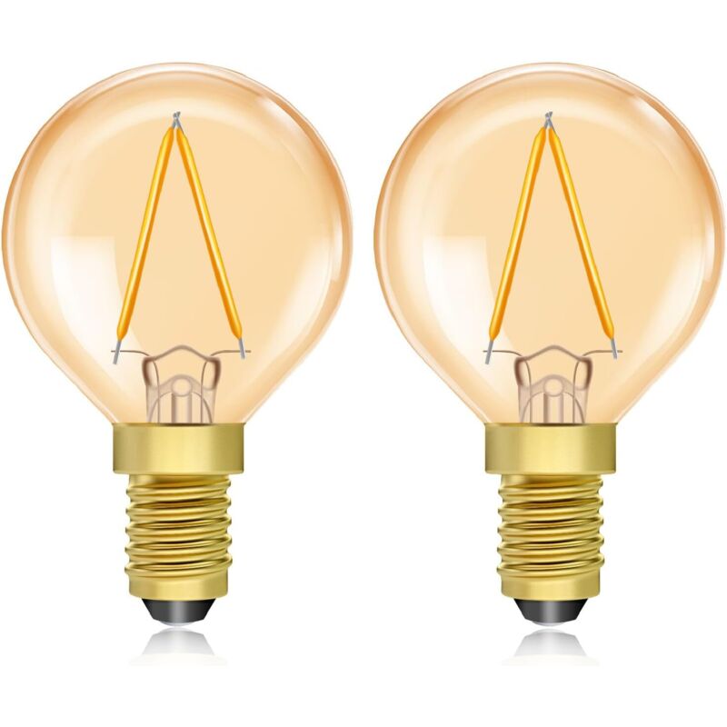 1,5 W 220v E14 Vintage-glühbirne, Led-birnen E14 Warmes Licht 2200 K Amber, 1,5 W Led Vintage-glühbirne, 20 W Äquivalente Dekorative G40-birne, 2 Stück [energieeffizienzklasse A]