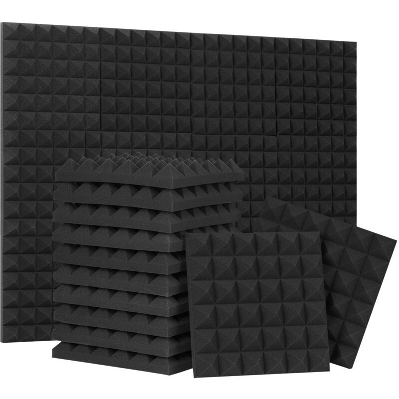 Pyramidenförmige Schaumstoff-akustikschalldämmplatte. 30x30x2,5 Cm. 24er-pack. Zur Bassisolierung