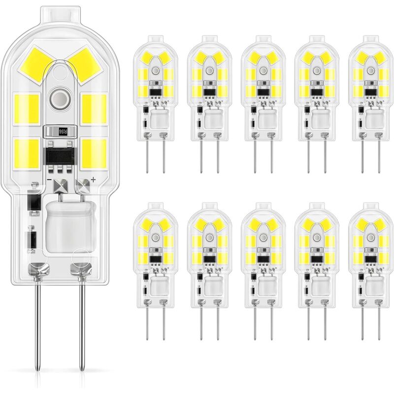 G4 Led Glühbirne 12v, 3w, Kaltweiß 6000k, 160lm, G4 Led Leuchtmittel, Perfekt Für Dunstabzugshaube Und Kronleuchter, Nicht Dimmbar, 10 Stück [energieeffizienzklasse F]
