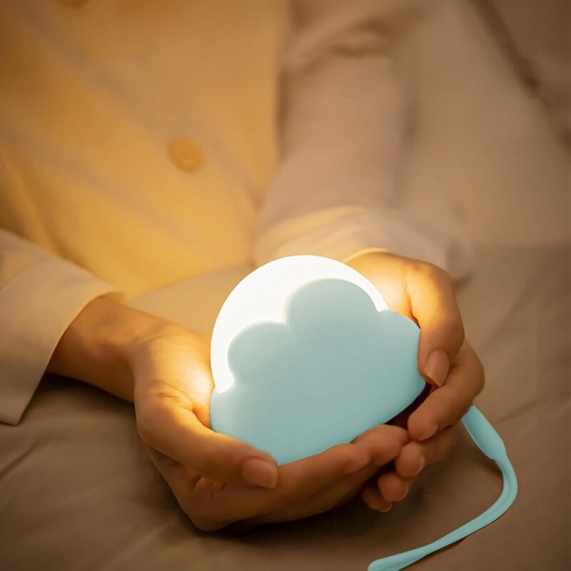 Nachtlicht Für Kinder, 4 Helligkeitsstufen Led-wolken-nachtlicht Mit Silikonseil, Wiederaufladbare Nachttischlampe Für Kinder, Jungen Und Mädchen, Dekorative Lichter Für Das Babyzimmer (blau)