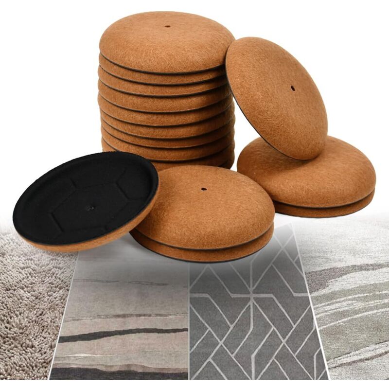 16er-set Gleiter Für Schwere Möbel, Große Runde Filzgleiter (9 Cm), Möbelfilzgleiter Für Umzüge, Braun
