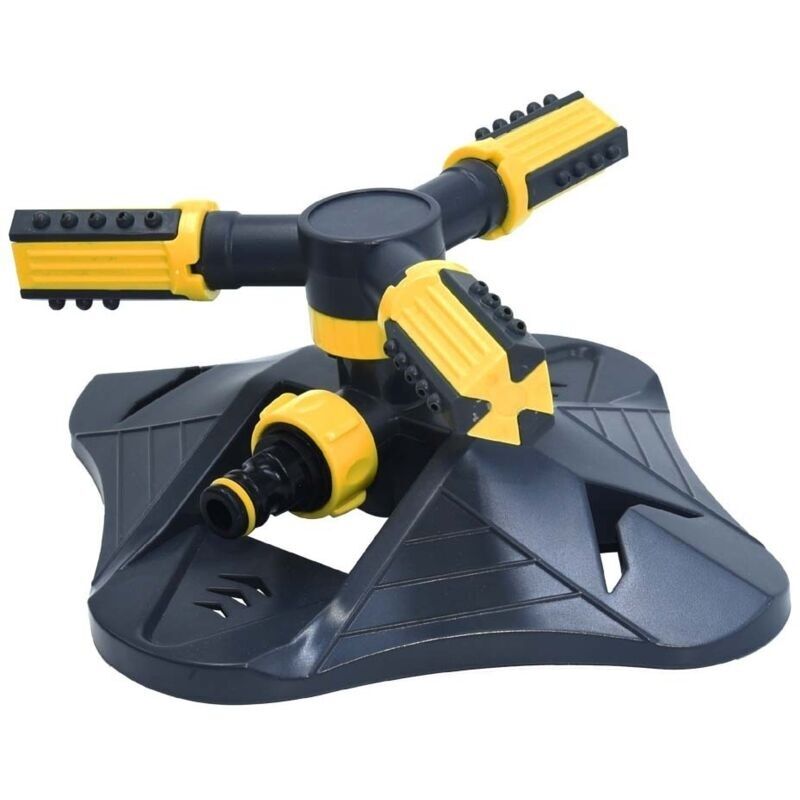 Gartenbewässerung Automatischer 360°-sprinkler Mit 2 Arten Von Zubehör, Rotierender Rasensprinkler Mit 3 Verstellbaren Armen (3/4/5 Löcher), Rotierender Gartensprinkler Für Rasen Und Kinder (gelb)