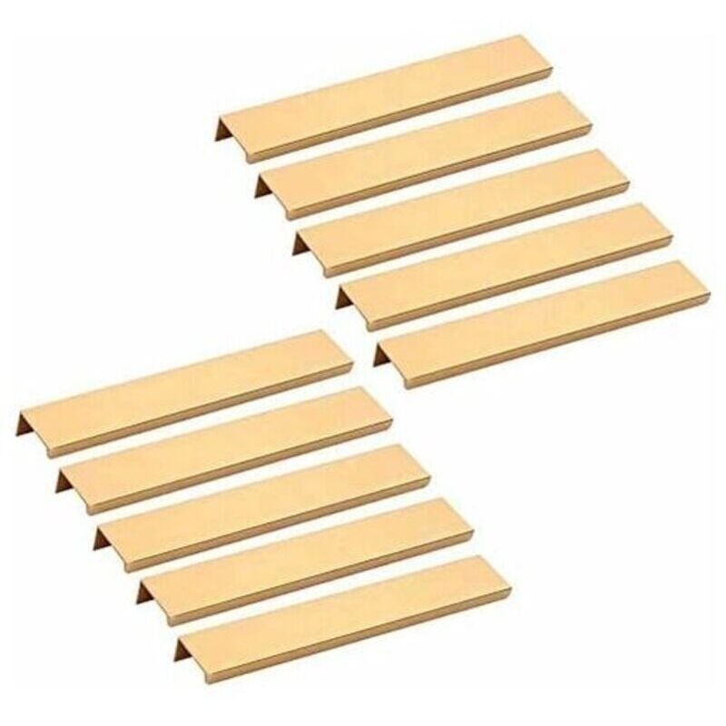 10er-set Unsichtbare Möbelgriffe – Lochabstand 160 Mm – Aluminiumlegierung – Goldene Oberfläche – Für Moderne Schubladen Und Schränke - 160mm