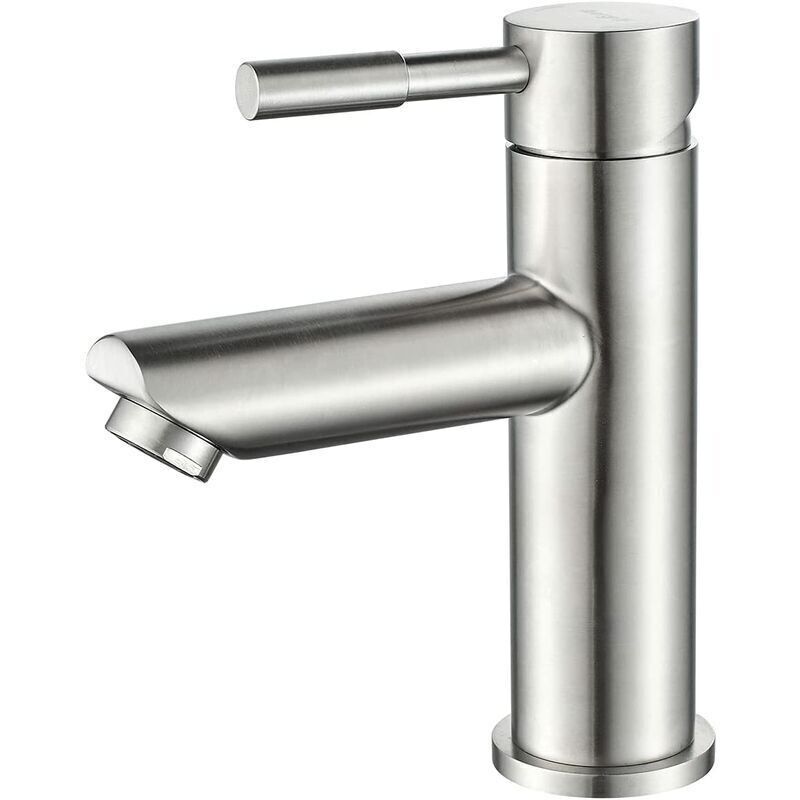 Einhebel-waschtischmischer Aus Edelstahl – Graue Oberfläche – Belüfteter Wassersparstrahl – Einfache Installation Mit Enthaltenen Anschlüssen