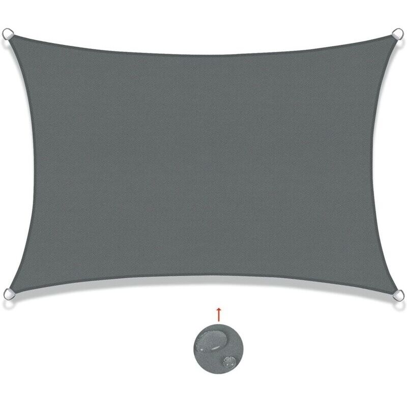 Rechteckiges Sonnensegel 2x4m, Wasserdicht, Uv-schutz Für Patio, Garten, Terrasse, Außenbereich Und Balkon, Grau
