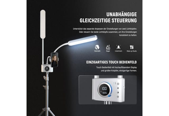 Neewer Videoleuchte BH40B LED Kosmetik Licht, Dimmbare, mit Handyhalter und Taschenset, mit 2,4G/PC/MAC Steuerung, Videolicht für Make-up Tattoo Wimpern