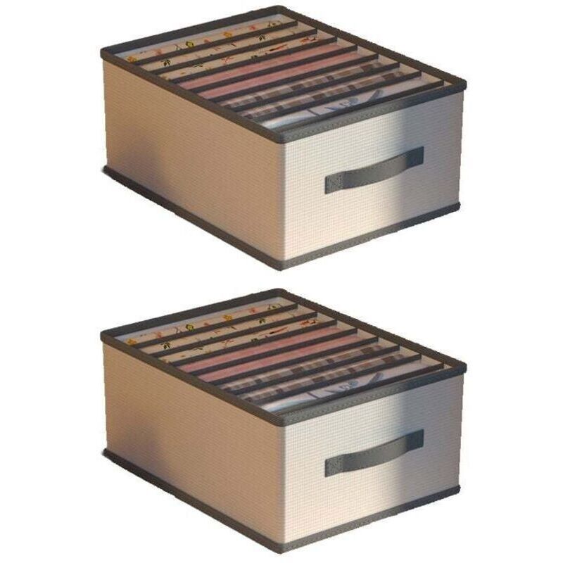 Faltbarer Aufbewahrungskorb, 2 Stück. Kleideraufbewahrungsbox. Kleidungsorganisator. Große Größe, 9 Fächer. Grau-beige