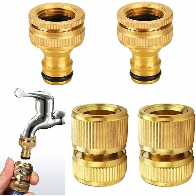 Gartenschlauch-verbindungsstück, 4er-set Schnellkupplung Für Gartenschläuche, Messing-schlauchverbinder, Messing-wasserhahnanschluss Mit Außengewinde 1/2 Und 3/4 Zoll