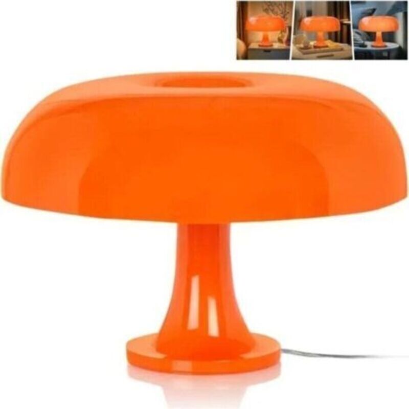 Led-pilzlampe Orange – 3 Farbtemperaturen – Einstellbare Beleuchtung – Retro-design Für Schreibtisch Oder Nachttisch – Maße 33x22cm