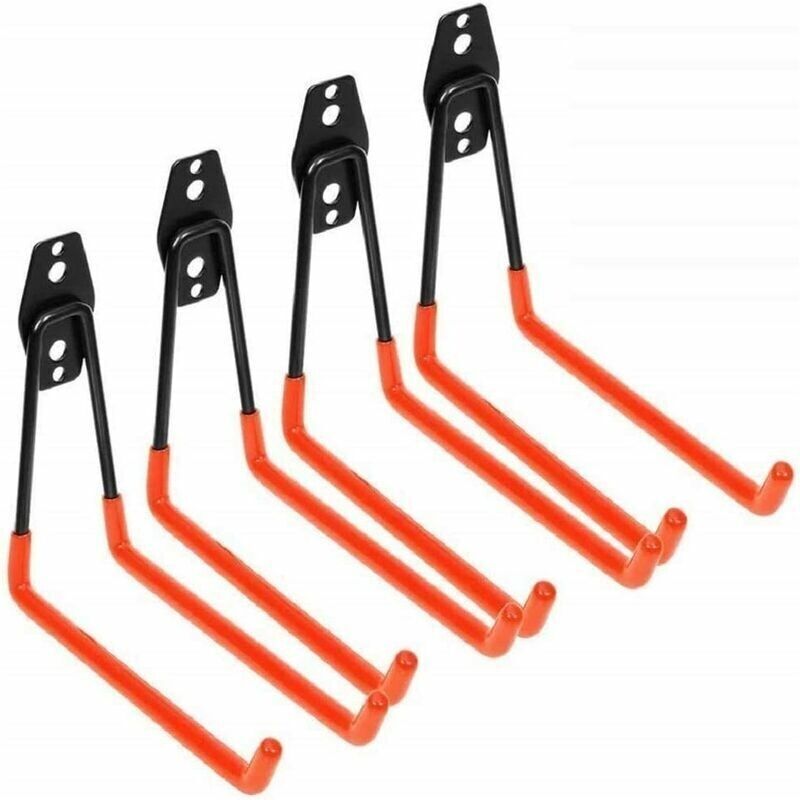 Packung Mit 4 Doppelten Garage-haken. Werkzeughalter-haken. Haken Mit Schrauben, Orange