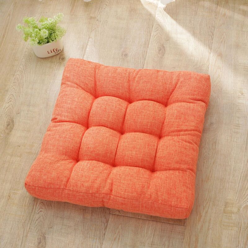Einfarbiges Kissen Für Esszimmerstuhl, Baumwolle Leinen Stuhlkissen Weiches Sitzkissen Chic Gartenstuhl Polster Dicke Stuhlkissen (53x53cm, Farbe Orange)