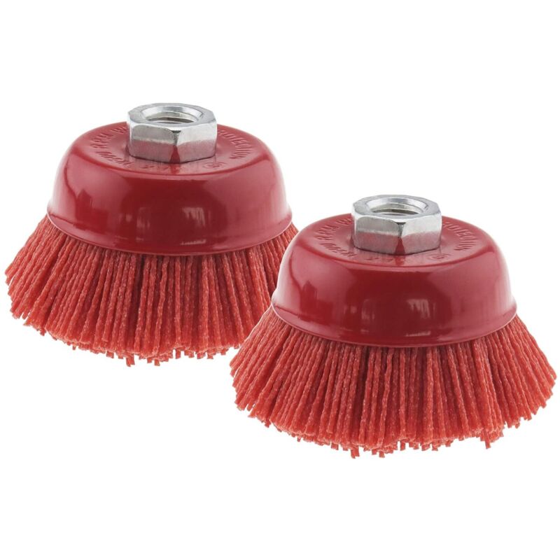 2er-set Nylon-schleifbürsten, 75 Mm – Innengewinde M14 X 2 – Zum Polieren Von Metall, Reinigen, Schleifen Und Entfernen Von Rost – Rot