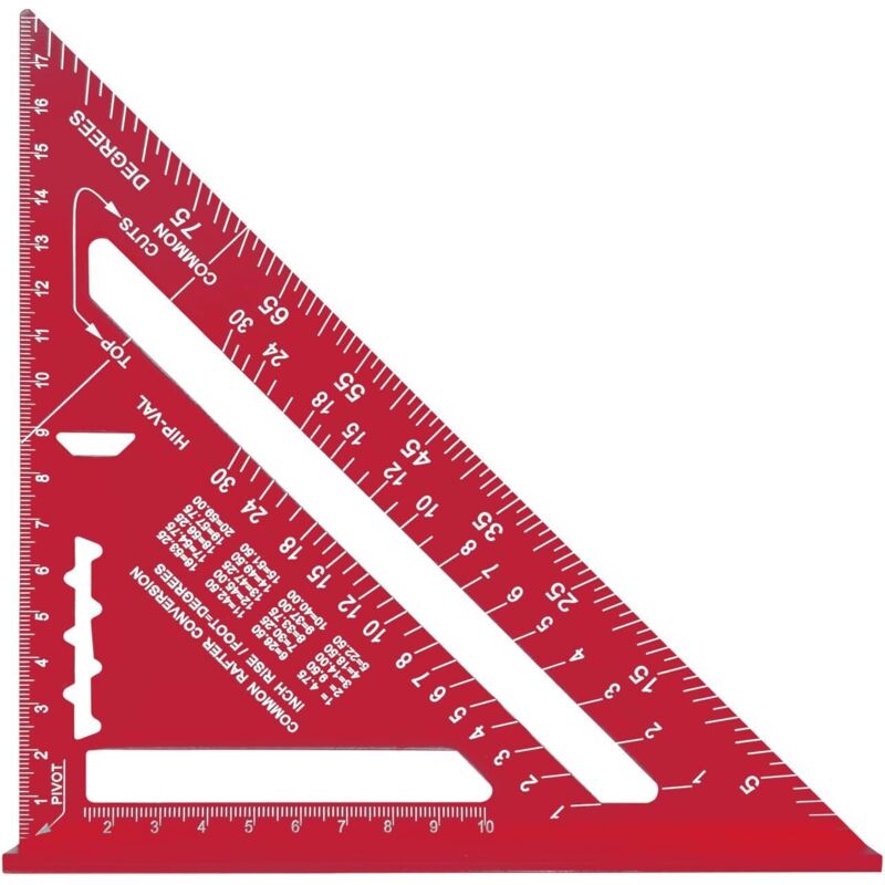 7-zoll-metrisches Zimmermanns-dreieck, Aluminium-messlineal, 90-grad-dickes Dreieckslineal (rot)