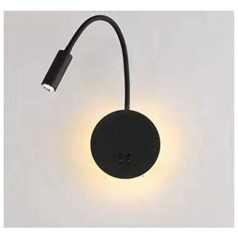 Led-nachttisch-leselampe 3 + 8w Flexible Schwanen-led-leselampe (schwarz) Wandleuchte Led-leselampe Mit Schalter Warmweiß 3000k Modern