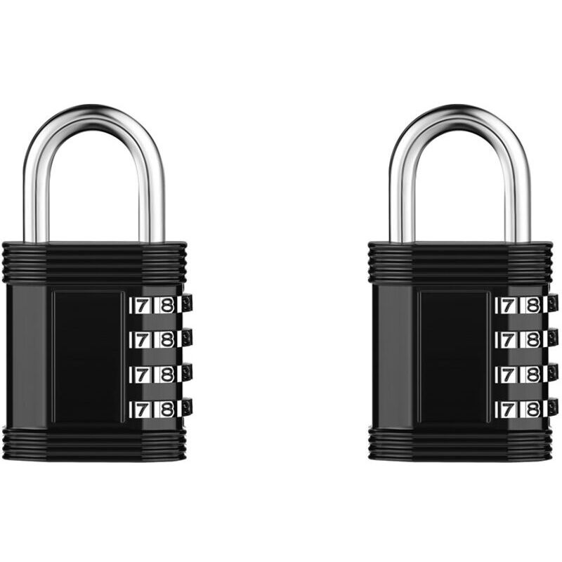 [2 Stück] 4-stelliges Zahlenschloss. Wasserdichtes Kombinationsschloss. Wasserdichtes Metallschloss Und Stahl-verschluss Mit Kombinationsmechanismus (4-stellige Größe, Groß, 606 Schwarz)