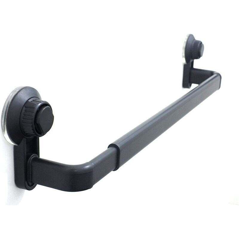 Handtuchhalter Für Badezimmer. Schwarze, Selbstklebende Wand-handtuchstange Für Dusche Und Küche. Wasserdichte Handtuchstange Mit Haken (52–82 Cm).