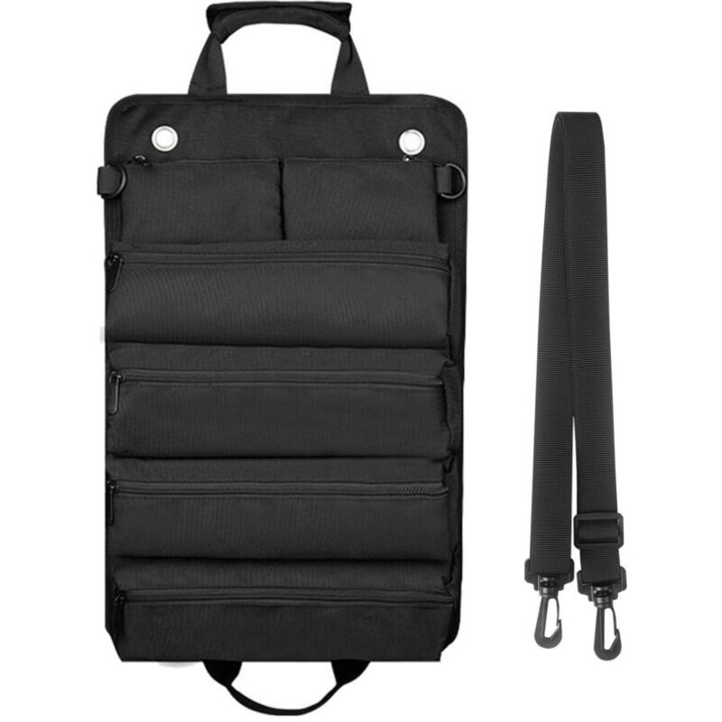 Aufrollbare Werkzeugtasche Für Herren/damen. Haltbarer Und Wasserdichter Werkzeugorganizer Mit Rollen. Multifunktionale Umhängetasche. Tragbare Und Robuste Rolltasche. Schwarz
