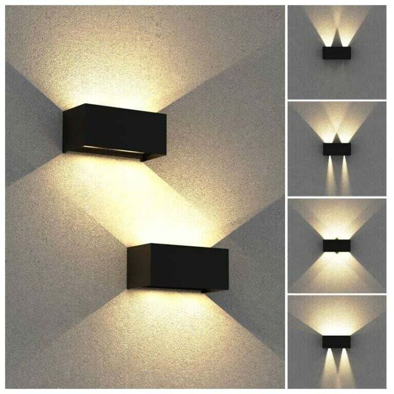 Innen-/außen-led-wandleuchte 24w. Mit Einstellbarem Abstrahlwinkel, Wasserdicht Ip65, Außenbeleuchtung Led. 3000k Warmweiß Schwarz. 2 Stück
