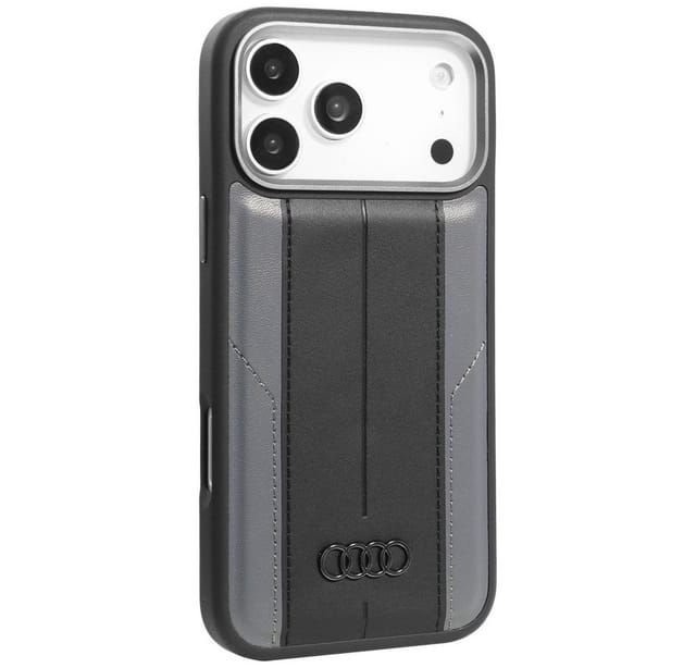 Audi Handyhülle A6 Case iPhone 17 Pro Max MagSafe Kunstleder schwarz Logo. 6,9 Zoll, Kantenschutz