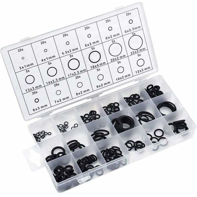 225 Stück O-ring-dichtungen Aus Gummi. 18 Größen Sortiment-kit Für O-ringe, Dichtungen Für Klempnerarbeiten, Automobilreparaturen Und Allgemeine Reparaturen. Schwarz